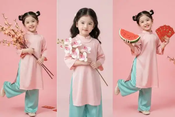 Hướng dẫn cách tạo ảnh Tết tông hồng pastel cho bé gái đẹp mê ly