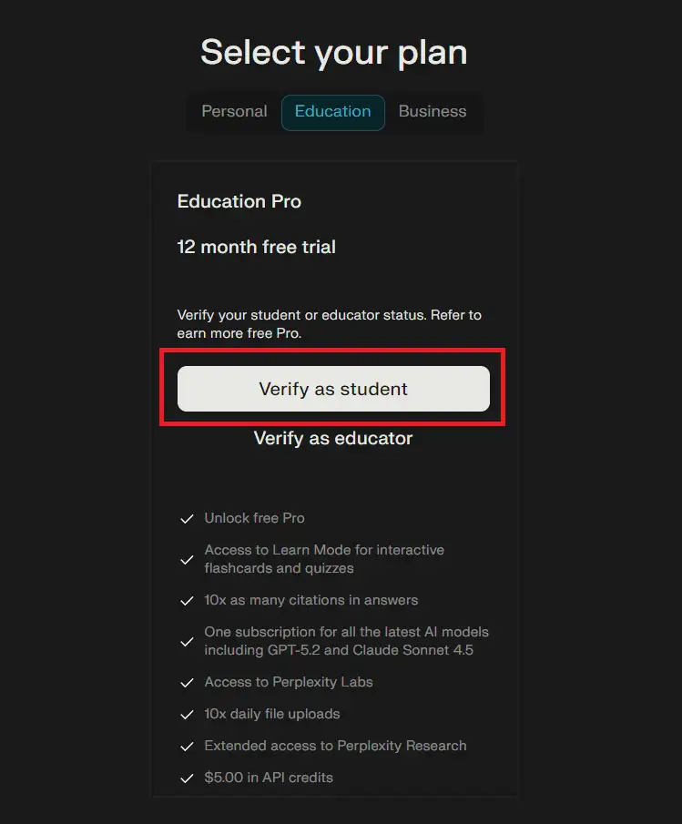 Hướng dẫn nhận Perplexity Education Pro 1 năm miễn phí 25 7.png