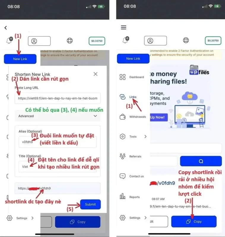 Share link rút gọn kiếm tiền