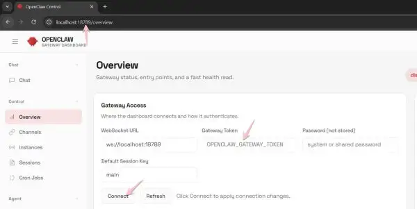 Hướng Dẫn Cấu Hình OpenClaw Trên VPS Ubuntu 2.5G RAM (giá chỉ 18$/năm) 16 Giao diện Dashboard OpenClaw quản lý trên nền web