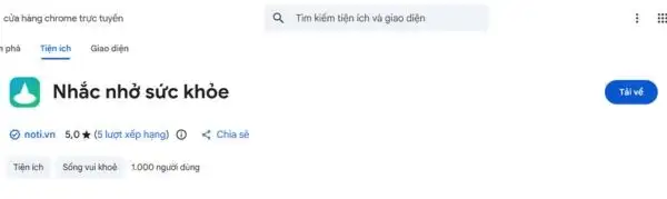 Cài extension Nhắc nhở sức khỏe