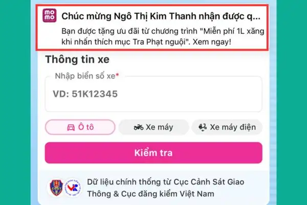 Thông báo xác nhận việc nhận được phần quà