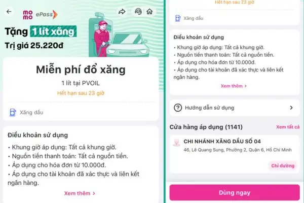 Cách nhận 1 lít xăng miễn phí qua Momo tại cây xăng PVOil