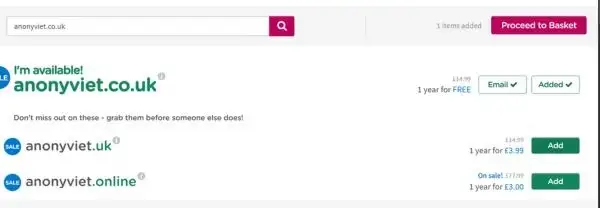 Nhấn chọn vào nút "Proceed to Basket"