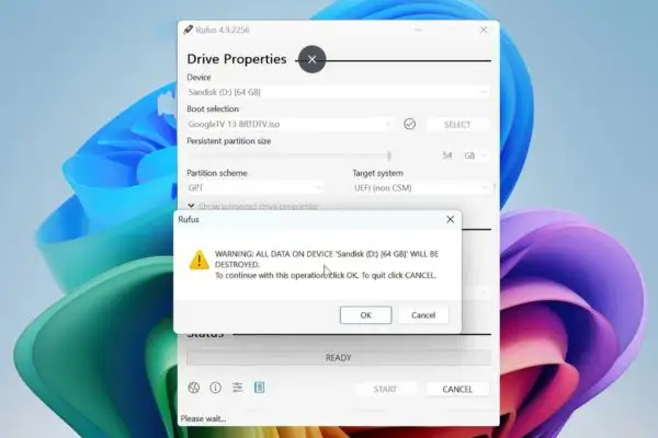 Nếu có cảnh báo xóa dữ liệu, hãy chọn OK