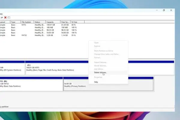 Chọn Delete Volume