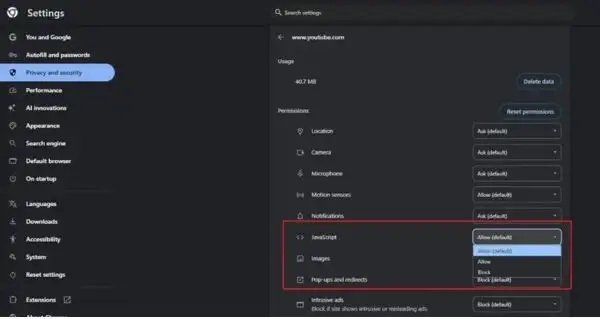 Cách tránh phát hiện Adblock trên Youtube bằng 4 mẹo hay 12 Vô hiệu hóa JavaScript