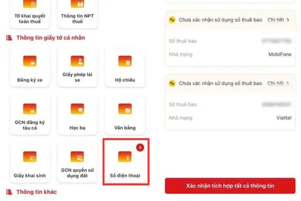 Nhấn chọn vào mục số điện thoại
