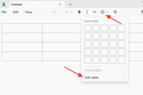 Cách chỉnh sửa và định dạng bảng trong Notepad