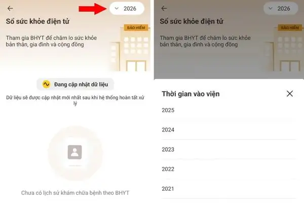 Nhấn vào năm muốn xem