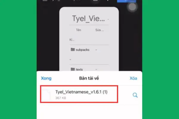 Nhấn vào biểu tượng tệp tin đã tải