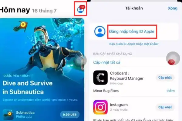 Nhấn Đăng nhập bằng ID Apple
