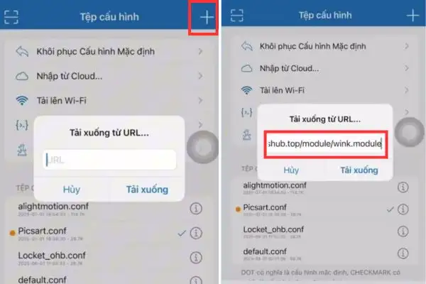 Nhấn vào dấu + và dán link vào