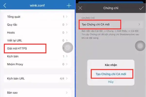 Chọn Tạo Chứng chỉ CA mới
