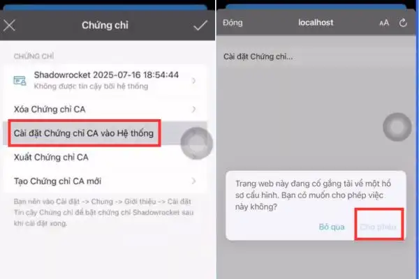 Nhấn tiếp vào Cài đặt chứng chỉ CA vào Hệ thống