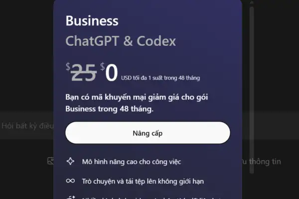 Nhấn vào chữ Nâng cấp