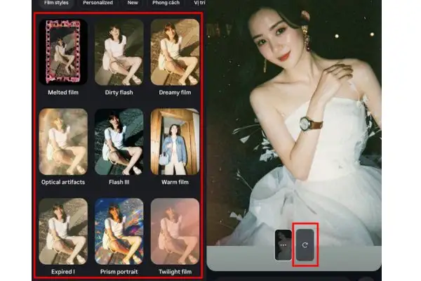 Chọn hiệu ứng flash cho ảnh mà hệ thống gợi ý