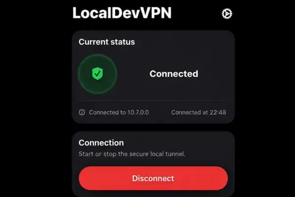 Truy cập ứng dụng LocalDevVPN