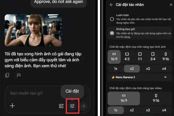 Cách tự tạo App Video AI để dùng Omni, Nano Banana không cần API Key 23 Bấm vào biểu tượng Cài đặt