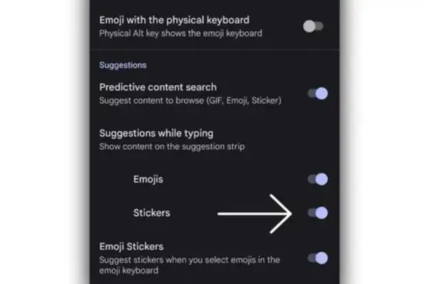 Hướng dẫn cách biến chữ thành sticker trên Gboard 11 Kích hoạt mục Stickers