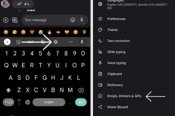 Hướng dẫn cách biến chữ thành sticker trên Gboard 10 Vào mục Emojis, Stickers & GIFs