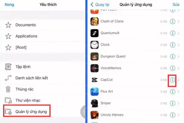 Nhấn vào chữ i