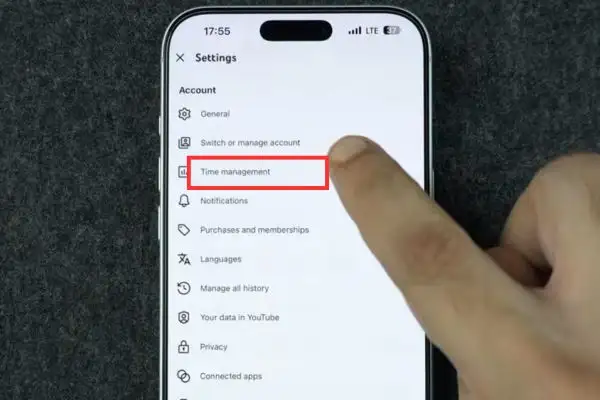 Chọn mục Time Management
