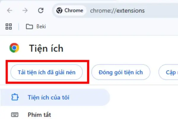 Nhấn vào nút Tải tiện ích đã giải nén