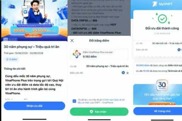 Hướng dẫn cách nhận 30GB data VinaPhone miễn phí