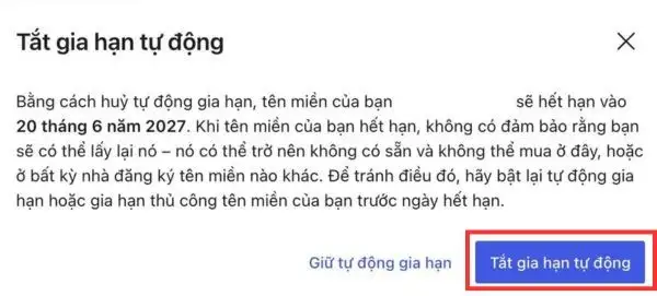 Nhớ bấm tắt gia hạn tự động nha