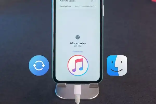 Cách hạ cấp iOS 27 xuống iOS 26 an toàn, không lo mất dữ liệu 22 Kết nối iPhone với máy tính