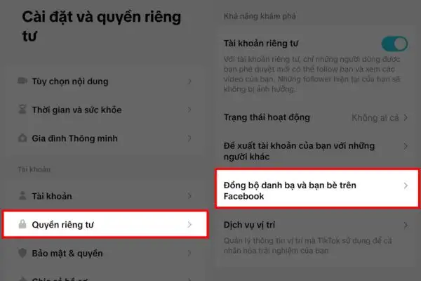 Vào mục Đồng bộ danh bạ và bạn bè trên Facebook