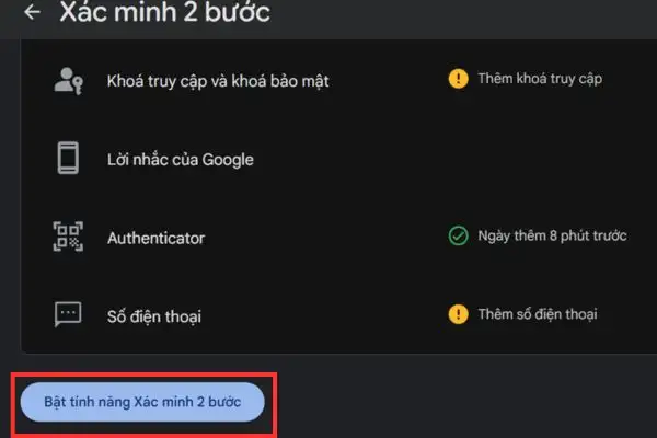 Hướng dẫn cách nhận Google AI Pro 1 năm miễn phí cho tài khoản mới 35 Bấm tiếp Bật tính năng xác minh 2 bước lên