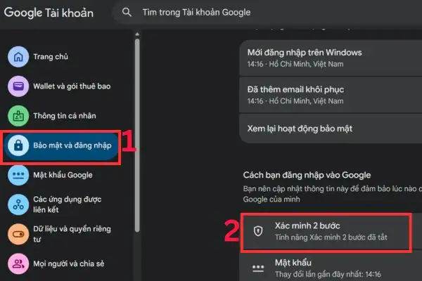 Hướng dẫn cách nhận Google AI Pro 1 năm miễn phí cho tài khoản mới 27 Tìm đến mục Xác minh 2 bước
