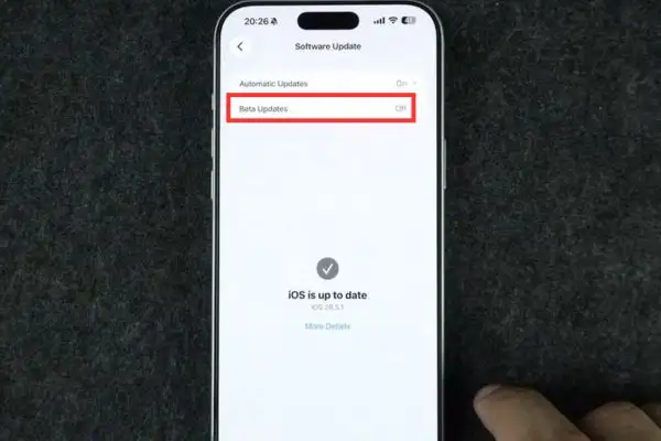 Nhấn vào Beta Updates