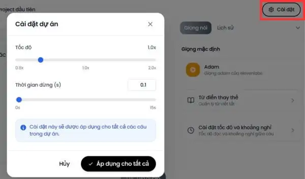 Hướng dẫn tạo giọng đọc Adam cho video TikTok triệu view 12 Các thanh trượt tùy chỉnh ở phần Cài đặt
