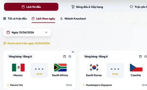 Trang web tra lịch thi đấu World Cup 2026 trực quan, đồng bộ lịch tự động 11 Trang web tra cứu lịch thi đấu World Cup 2026 thông minh