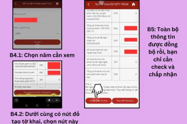 Cách hoàn thuế TNCN không cần chứng từ trên eTax Mobile 18 Nhấn nút Tạo tờ khai 02/QTT-TNCN