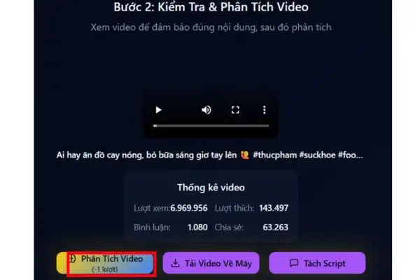 Cách tạo kịch bản từ video TikTok bất kỳ hút triệu view 16 Bấm tiếp vào nút Phân tích video