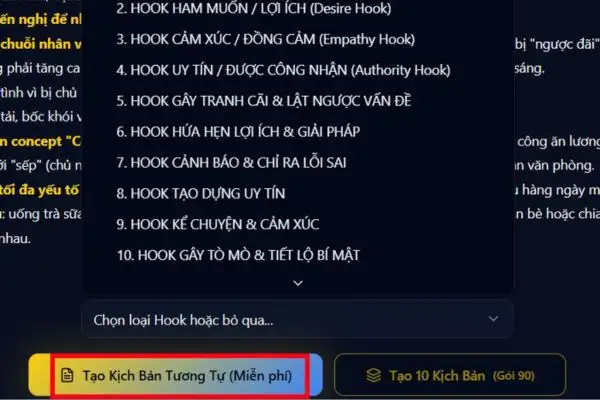 Cách tạo kịch bản từ video TikTok bất kỳ hút triệu view 19 Nhấn vào nút Tạo kịch bản tương tự