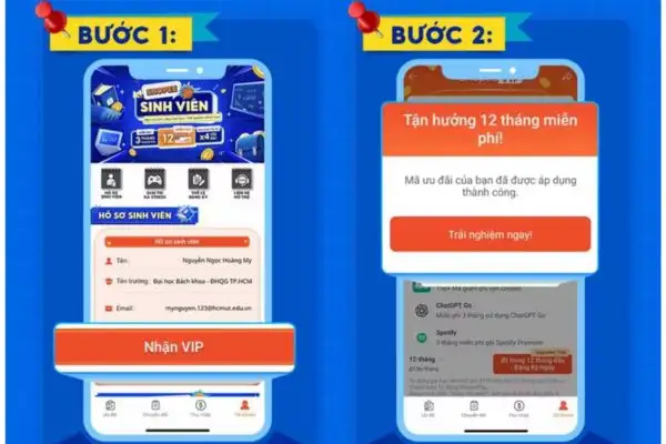 Nhấn vào nút Nhận Vip