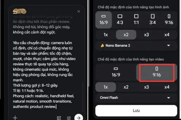 Hướng dẫn cách tạo video review sản phẩm góc POV bằng Flow 17 Chọn kích thước khung hình là 9:16