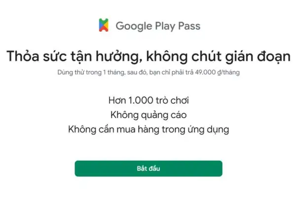 Hướng dẫn nhận Google Play Pass 1 tháng miễn phí